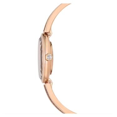 Crystal Rock Oval watch, Swiss Made, Metal bracelet, Grey, Rose gold-tone finish - Swarovski, 5656857