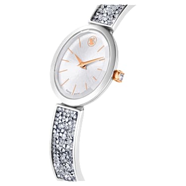 Zegarek Crystal Rock Oval, Swiss Made, Metalowa bransoleta, Biały, Stal szlachetna - Swarovski, 5656878