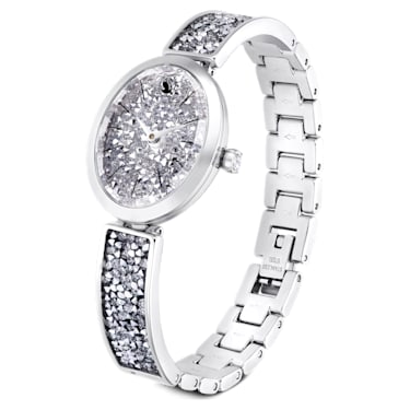 Crystal Rock Oval watch, Swiss Made, Metal bracelet, Silver tone, Stainless steel - Swarovski, 5656881