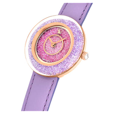 Crystalline Lustre watch, Swiss Made, Leather strap, Purple, Rose gold-tone finish - Swarovski, 5656896