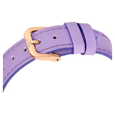 Crystalline Lustre watch, Swiss Made, Leather strap, Purple, Rose gold-tone finish - Swarovski, 5656896
