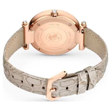 Crystalline Wonder Uhr, Schweizer Produktion, Lederarmband, Beige, Roségoldfarbenes Finish - Swarovski, 5656899