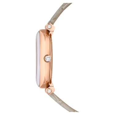 Crystalline Wonder Uhr, Schweizer Produktion, Lederarmband, Beige, Roségoldfarbenes Finish - Swarovski, 5656899