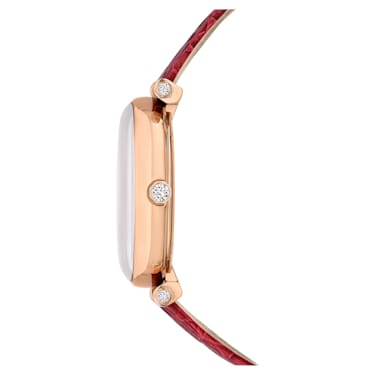 Montre Crystalline Wonder, Fabriqué en Suisse, Bracelet en cuir, Rouge, Finition or rose - Swarovski, 5656905