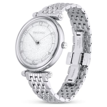 Crystalline Wonder watch, Swiss Made, Metal bracelet, Silver tone 