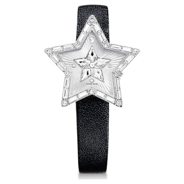 Symbolica Star Uhr, Schweizer Produktion, Stern, Lederarmband, Weiß, Edelstahl - Swarovski, 5656952