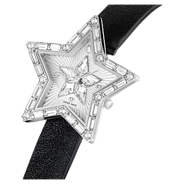 Symbolica Star 手錶, 瑞士製造, 星星, 真皮錶帶, 白色, 不銹鋼 - Swarovski, 5656952