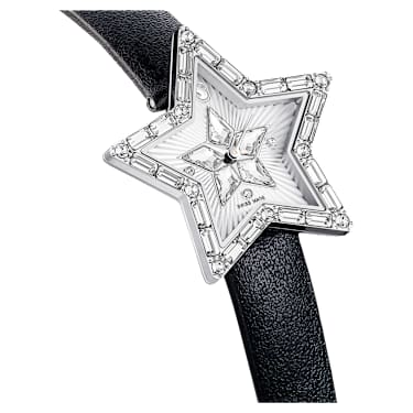 Symbolica Star 手錶, 瑞士製造, 星星, 真皮錶帶, 白色, 不銹鋼 - Swarovski, 5656952