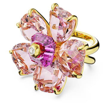 Florere cocktail ring, Flower, Pink, Gold-tone plated - Swarovski, 5657281