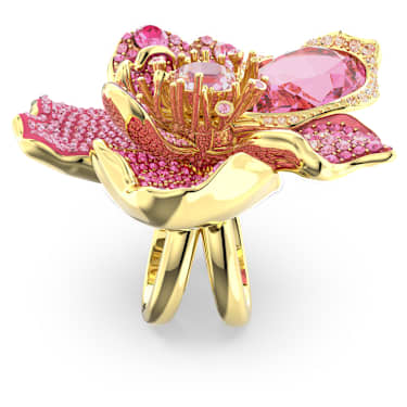 Idyllia 個性戒指, 密鑲, 花朵, 粉紅色, 鍍金色色調 - Swarovski, 5657282