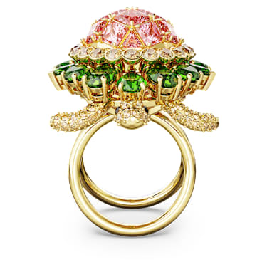 Idyllia cocktail ring, Turtle, Multicolored, Gold-tone plated - Swarovski, 5657286