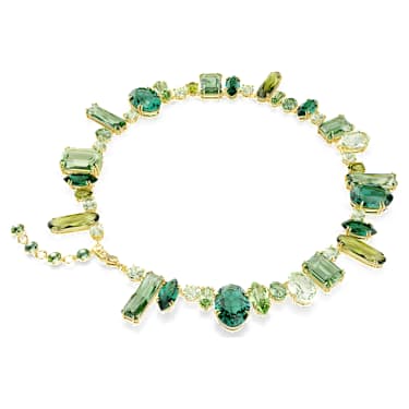 Gema necklace, Mixed cuts, Green, 18K gold finish - Swarovski, 5657388