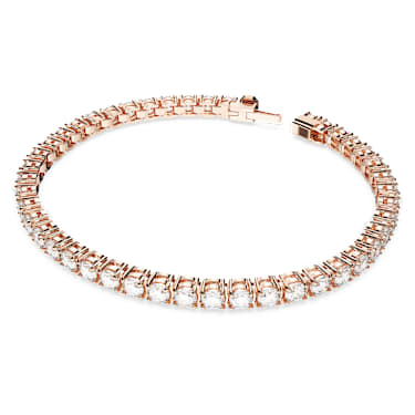 Pulseira Matrix Tennis, Lapidação redonda, Branca, Lacado a rosa dourado - Swarovski, 5657661
