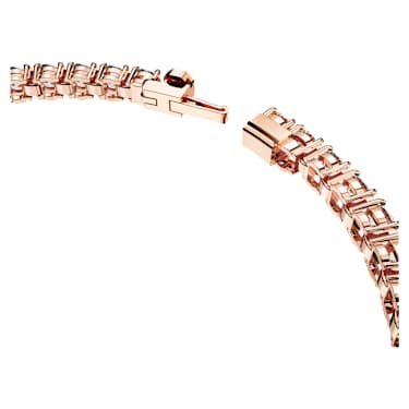 Pulseira Matrix Tennis, Lapidação redonda, Branca, Lacado a rosa dourado - Swarovski, 5657661