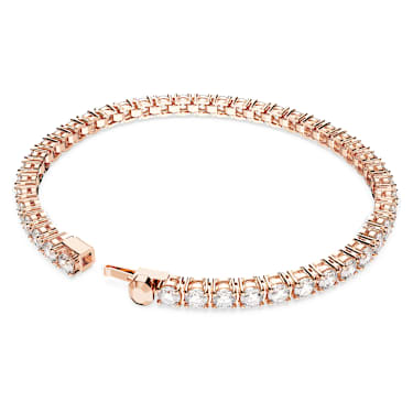 Pulseira Matrix Tennis, Lapidação redonda, Branca, Lacado a rosa dourado - Swarovski, 5657661