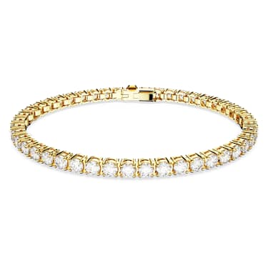 Matrix Tennis Armband, Rundschliff, Weiß, Goldlegierungsschicht - Swarovski, 5657662