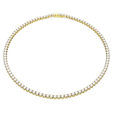 Matrix Tennis Halsband, Rundslipad, Liten, White, Guldfärgad plätering - Swarovski, 5657667