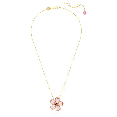 Idyllia Kolye, Çiçek, Küçük, Pembe, 18k altın rengi yüzey - Swarovski, 5657875