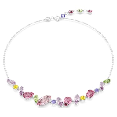 Gema necklace Mixed cuts Multicoloured Rhodium plated Swarovski