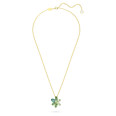 Gema pendant, Mixed cuts, Flower, Green, Gold-tone plated - Swarovski, 5658399