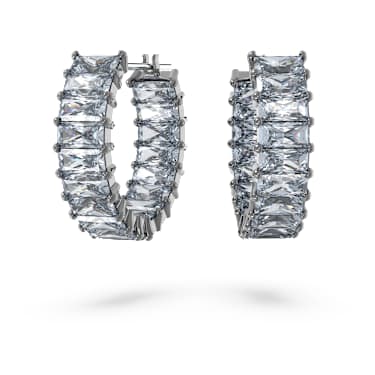Matrix 후프 이어링, 바게트 컷, 그레이, 루테늄 플래팅 - Swarovski, 5658650
