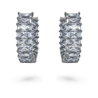 Matrix 후프 이어링, 바게트 컷, 그레이, 루테늄 플래팅 - Swarovski, 5658650