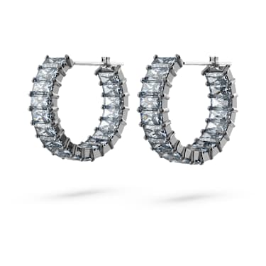 Matrix 후프 이어링, 바게트 컷, 그레이, 루테늄 플래팅 - Swarovski, 5658650