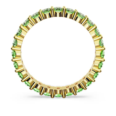 Matrix 戒指, 圆形切割, 绿色, 镀金色调 - Swarovski, 5658658