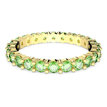 Matrix 戒指, 圓形切割, 綠色, 鍍金色色調 - Swarovski, 5658660
