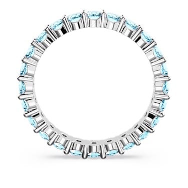 Matrix ring, Round cut, Blue, Rhodium plated - Swarovski, 5658672