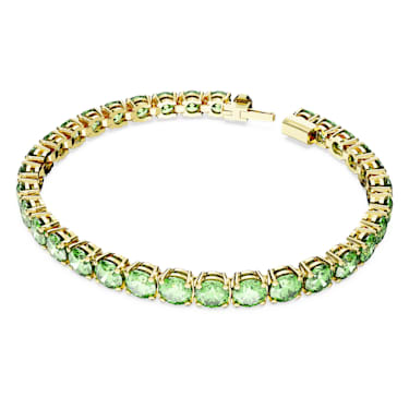 Matrix Tennis bracelet Round cut Green Gold tone plated