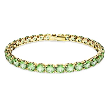 Bracelet Matrix Tennis, Taille ronde, Vert, Placage de ton or - Swarovski, 5658850