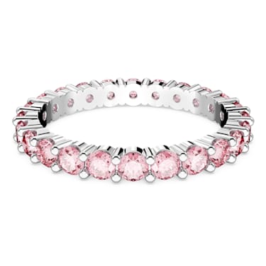 Matrix ring, Round cut, Pink, Rhodium plated - Swarovski, 5658854