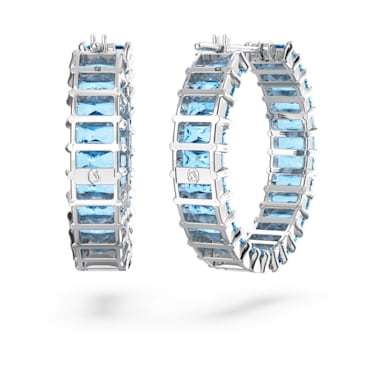 Matrix 후프 이어링, 바게트 컷, 블루, 로듐 플래팅 - Swarovski, 5659037