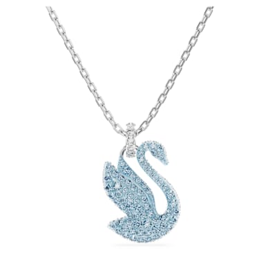 Swan Kolye, Kuğu, Orta, Mavi, Rodyum kaplama - Swarovski, 5660594