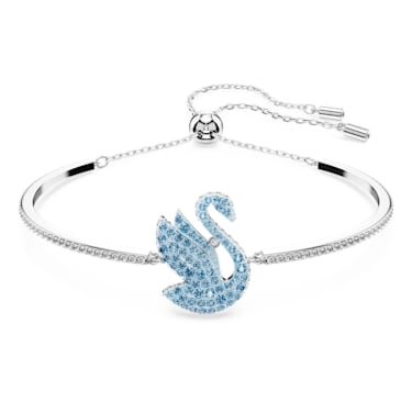 Swan Armreif, Schwan, Blau, Rhodiniert - Swarovski, 5660595