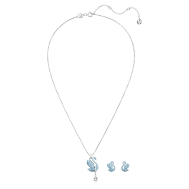 Swan Set, Schwan, Blau, Rhodiniert - Swarovski, 5660597