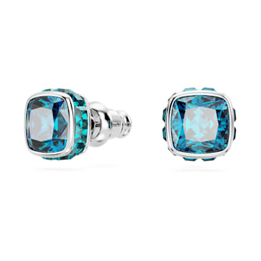Birthstone bedugós fülbevaló, Négyzet metszéses, December, Kék, Ródium bevonattal - Swarovski, 5660796