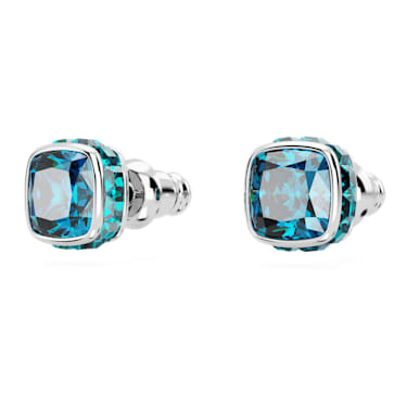 Birthstone bedugós fülbevaló, Négyzet metszéses, December, Kék, Ródium bevonattal - Swarovski, 5660796