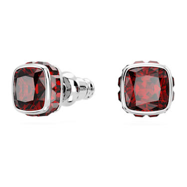 Birthstone Ohrstecker, Kissenschliff, Januar, Rot, Rhodiniert - Swarovski, 5660798