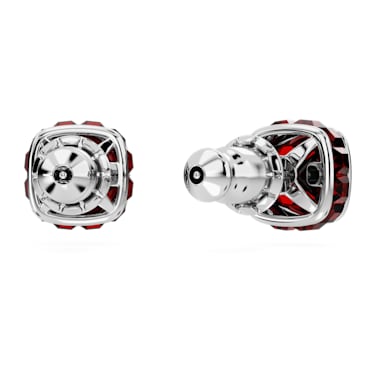 Birthstone Oorknopjes, Square slijpvorm, Januari, Rode, Rodium toplaag - Swarovski, 5660798