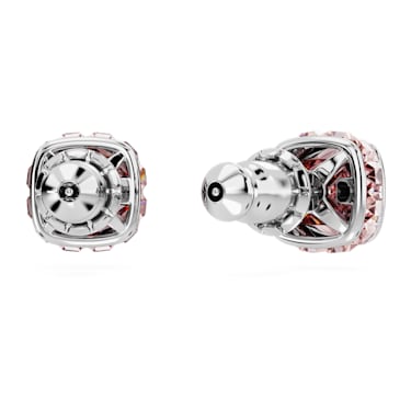 Brincos stud Birthstone, Lapidação quadrada, Junho, Rosa, Lacado a ródio - Swarovski, 5660799