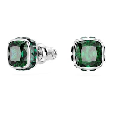 Birthstone bedugós fülbevaló, Négyzet metszéses, Május, Zöld, Ródium bevonattal - Swarovski, 5660801