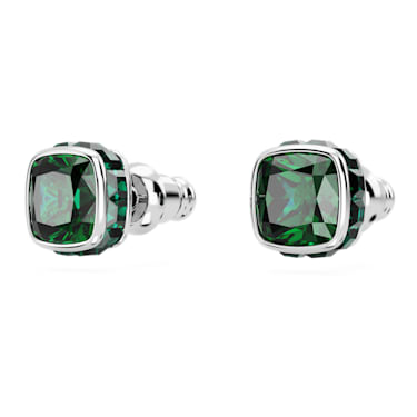 Birthstone bedugós fülbevaló, Négyzet metszéses, Május, Zöld, Ródium bevonattal - Swarovski, 5660801