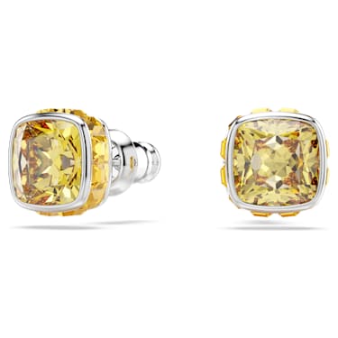 Clous d'oreilles Birthstone, Taille Carré, Novembre, Jaunes, Métal rhodié - Swarovski, 5660802