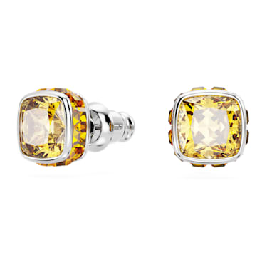 Clous d'oreilles Birthstone, Taille Carré, Novembre, Jaunes, Métal rhodié - Swarovski, 5660802