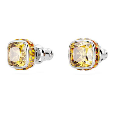 Clous d'oreilles Birthstone, Taille Carré, Novembre, Jaunes, Métal rhodié - Swarovski, 5660802