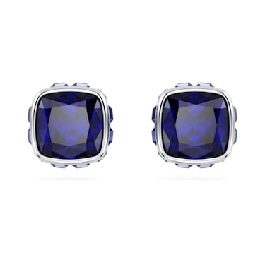 Birthstone 스터드 이어링, 스퀘어 컷, 9월, 블루, 로듐 플래팅 - Swarovski, 5660803
