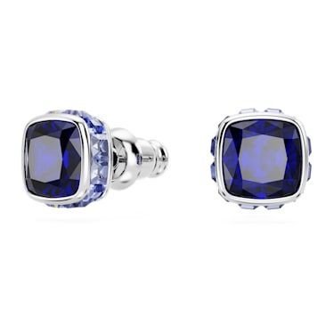 Birthstone 스터드 이어링, 스퀘어 컷, 9월, 블루, 로듐 플래팅 - Swarovski, 5660803