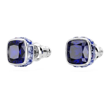 Birthstone 스터드 이어링, 스퀘어 컷, 9월, 블루, 로듐 플래팅 - Swarovski, 5660803